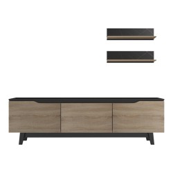 Σύνθετο σαλονιού Kasia  σε μαύρο μαρμάρου-sonoma απόχρωση 180x35x48.5εκ