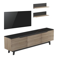 Σύνθετο σαλονιού Kasia  σε μαύρο μαρμάρου-sonoma απόχρωση 180x35x48.5εκ