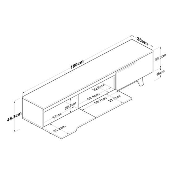 Έπιπλο τηλεόρασης Kasandra  μπεζ μαρμάρου-sonoma 180x35x48.5εκ