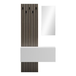 Έπιπλο εισόδου με καθρέπτη Arika   σε λευκό-sonoma απόχρωση 100x37.1x199.5εκ