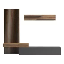 Σύνθετο σαλονιού Litende  σε ανθρακί-oak απόχρωση 249.4x42.2x199.5εκ