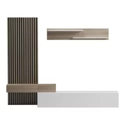 Σύνθετο σαλονιού Litende  σε λευκή-sonoma απόχρωση 249.4x42.2x199.5εκ