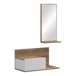 Έπιπλο εισόδου με καθρέπτη Miranda  σε λευκή-oak απόχρωση 60x30x89.5εκ
