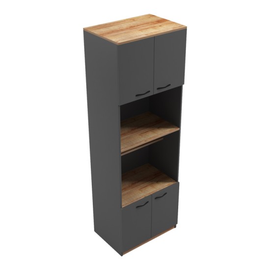 Ντουλάπα κουζίνας Rowan  σε oak-ανθρακί απόχρωση 60x42x182εκ