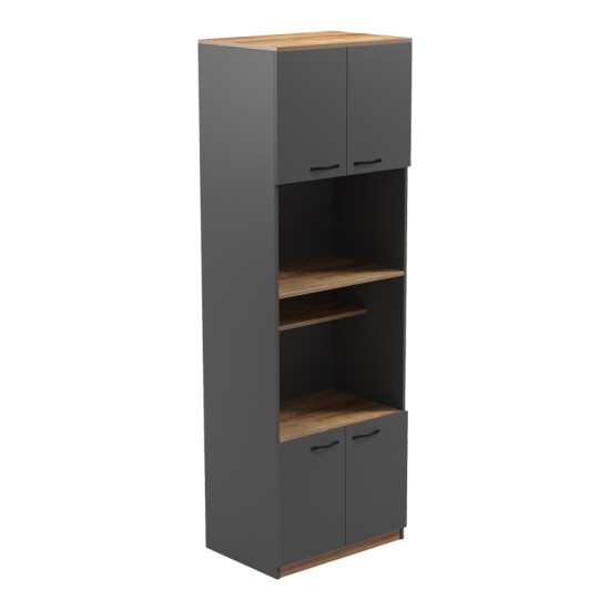 Ντουλάπα κουζίνας Rowan  σε oak-ανθρακί απόχρωση 60x42x182εκ