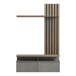 Σύνθετο σαλονιού Perlento  σε μπεζ μαρμάρου με sonoma απόχρωση 140x41x219.5εκ