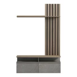 Σύνθετο σαλονιού Perlento  σε μπεζ μαρμάρου με sonoma απόχρωση 140x41x219.5εκ