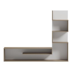 Έπιπλο τηλεόρασης με βιβλιοθήκη Cazenda  σε sonoma με λευκή απόχρωση 160x29x126εκ