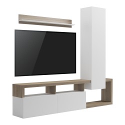 Σύνθετο σαλονιού Leganto  σε sonoma με λευκή απόχρωση 220.5x35x197.5εκ