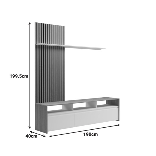 Σύνθετο σαλονιού Delfina  σε sonoma με λευκή απόχρωση 190x40x199.5εκ
