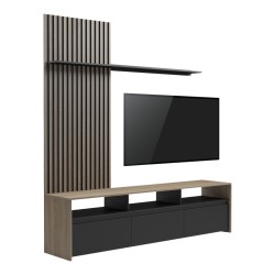 Σύνθετο σαλονιού Delfina  σε sonoma με μαύρη απόχρωση 190x40x199.5εκ