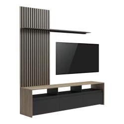 Σύνθετο σαλονιού Delfina  σε sonoma με μαύρη απόχρωση 190x40x199.5εκ