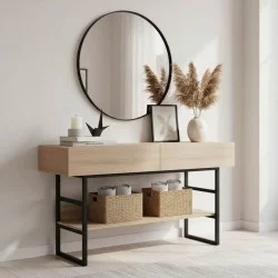 Κονσόλα Vien  σε sonoma-μαύρη απόχρωση 139x43x75.5εκ