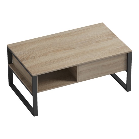 Τραπέζι σαλονιού Bendon  σε sonoma-μαύρη απόχρωση 100x60x44.5εκ