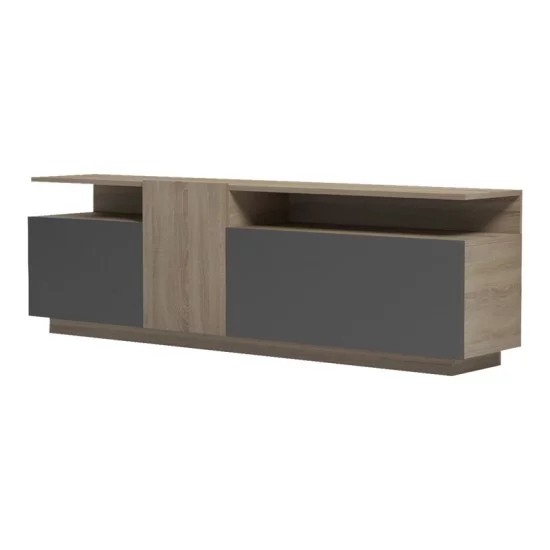 Έπιπλο τηλεόρασης Vendora  σε sonoma-ανθρακί απόχρωση 150x29.5x46.3εκ