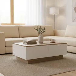 Τραπέζι σαλονιού Winey  σε sonoma-λευκή απόχρωση 90x60x31.5εκ