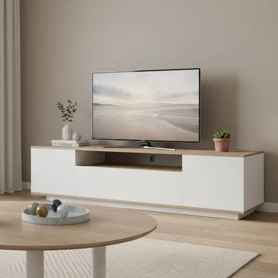 Έπιπλο τηλεόρασης Winey  σε sonoma-λευκή απόχρωση 180x44.5x44.5εκ