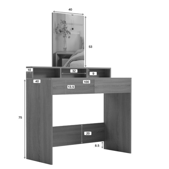 Τουαλέτα κρεβατοκάμαρας Frentsel  σε sonoma απόχρωση 100x40x140εκ