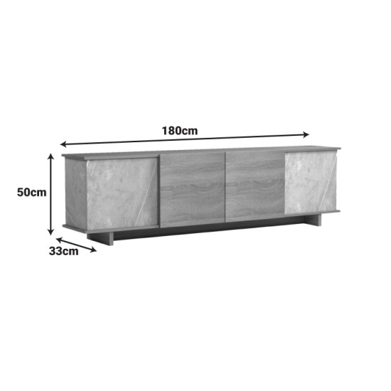 Έπιπλο τηλεόρασης Zafore  sonoma- γκρι μπεζ όψη μαρμάρου 180x33x50εκ