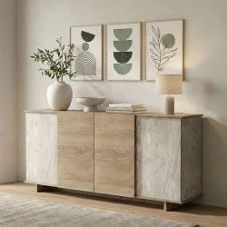 Μπουφές Zafore  sonoma - γκρι μπεζ όψη μαρμάρου 180x45x80εκ