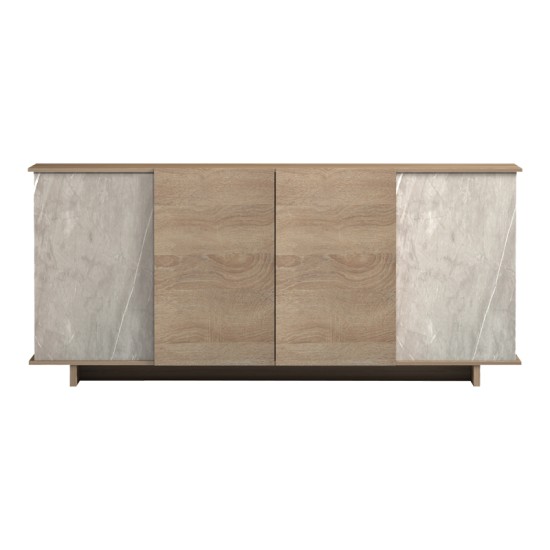 Μπουφές Zafore  sonoma - γκρι μπεζ όψη μαρμάρου 180x45x80εκ