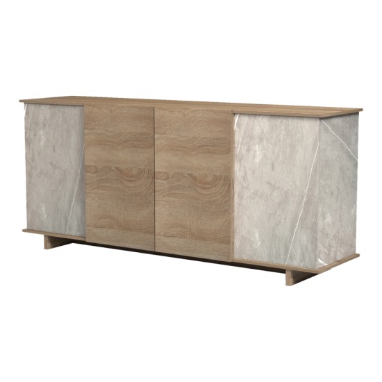 Μπουφές Zafore  sonoma - γκρι μπεζ όψη μαρμάρου 180x45x80εκ