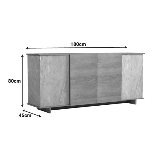 Μπουφές Zafore  sonoma - γκρι μπεζ όψη μαρμάρου 180x45x80εκ