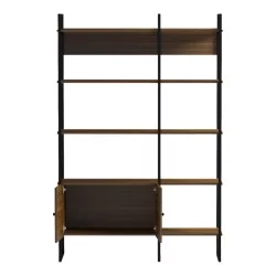 Βιβλιοθήκη Rhombo  καρυδί-μαύρο 120x35x180εκ