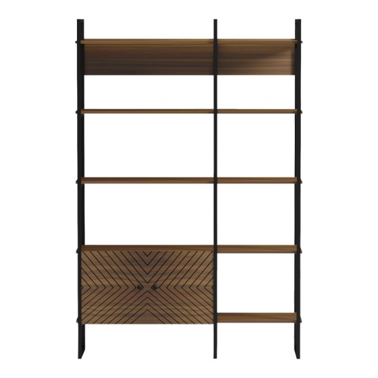 Βιβλιοθήκη Rhombo  καρυδί-μαύρο 120x35x180εκ