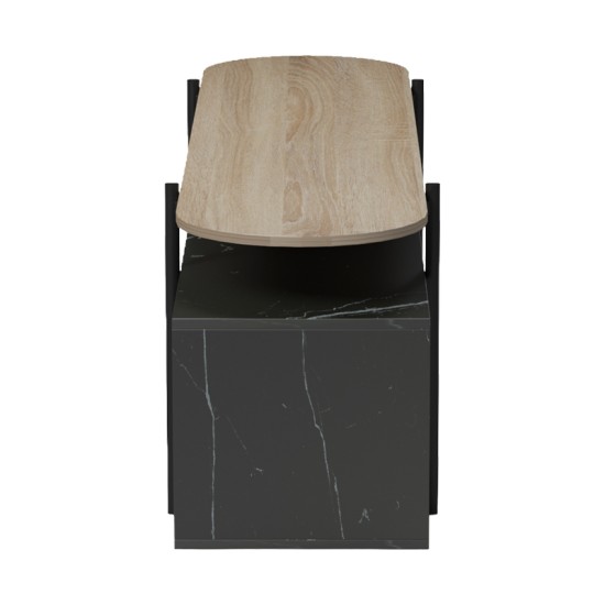 Έπιπλο τηλεόρασης Medousa  sonoma - μαύρη όψη μαρμάρου 160x35.5x50εκ