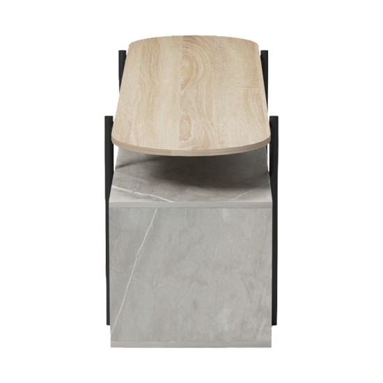 Έπιπλο τηλεόρασης Medousa  sonoma- γκρι μπεζ όψη μαρμάρου 160x35.5x50εκ