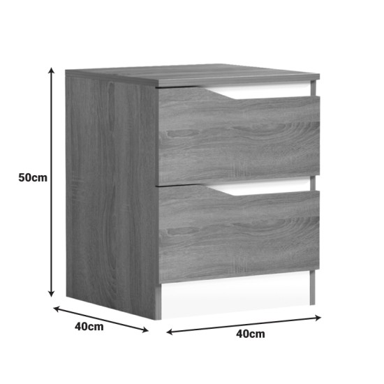 Κομοδίνο Verena  sonoma-λευκό 40x40x50εκ