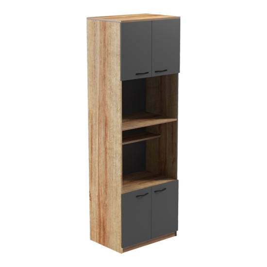Ντουλάπα κουζίνας Rowan  σε oak-ανθρακί απόχρωση 60x42x182εκ