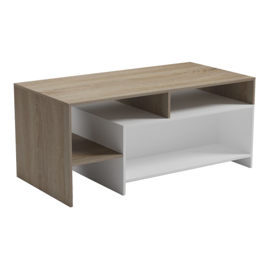 Τραπέζι σαλονιού Consa  sonoma - λευκό 120x60x52.8εκ