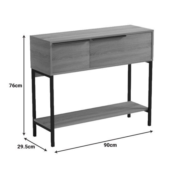 Κονσόλα Nordic  σε sonoma-μαύρη απόχρωση 90x29,5x76εκ