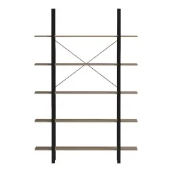 Βιβλιοθήκη-Ραφιέρα Loftie  sonoma-μαύρο μέταλλο 126x28x165εκ