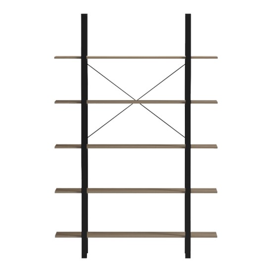 Βιβλιοθήκη-Ραφιέρα Loftie  sonoma-μαύρο μέταλλο 126x28x165εκ