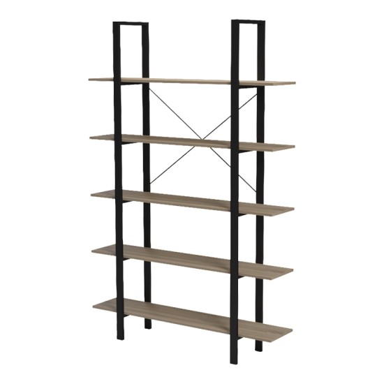 Βιβλιοθήκη-Ραφιέρα Loftie  sonoma-μαύρο μέταλλο 126x28x165εκ