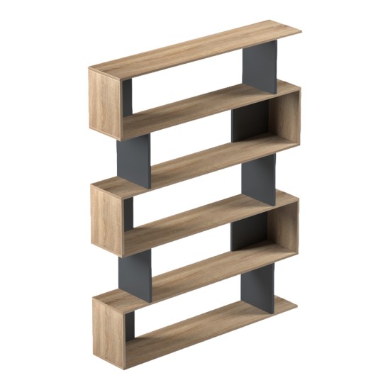 Βιβλιοθήκη Tetri  sonoma-ανθρακί 121.8x25.4x158.8εκ