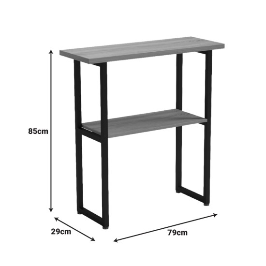Κονσόλα Solain  καρυδί-μαύρο μέταλλο 79x29x85εκ