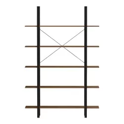 Βιβλιοθήκη-Ραφιέρα Varous  καρυδί-μαύρο μέταλλο 120x28x180εκ