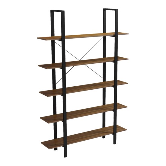 Βιβλιοθήκη-Ραφιέρα Varous  καρυδί-μαύρο μέταλλο 120x28x180εκ