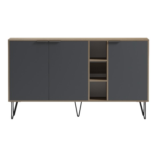 Μπουφές Balain  sonoma-ανθρακί 142x35.5x83εκ