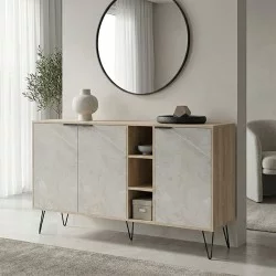 Μπουφές Balain  sonoma-γκρι μπεζ όψη μαρμάρου 142x35.5x83εκ