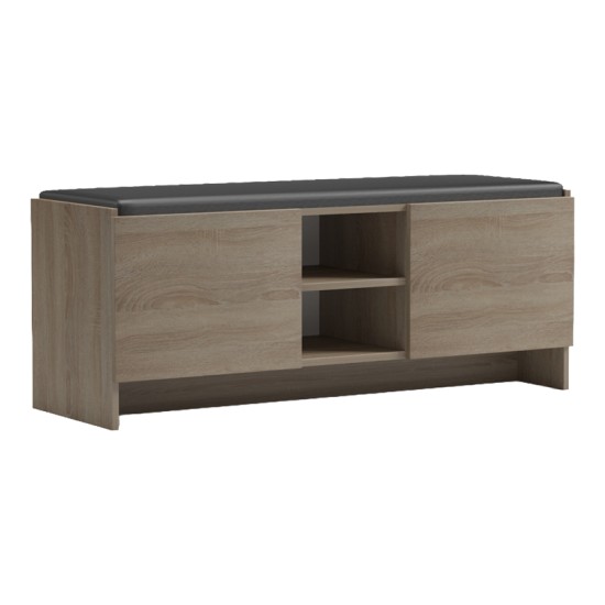 Παπουτσοθήκη-σκαμπό Zulla  sonoma-μαύρο 110x37x43εκ