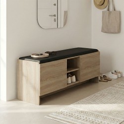 Παπουτσοθήκη-σκαμπό Zulla  sonoma-μαύρο 110x37x43εκ