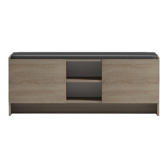 Παπουτσοθήκη-σκαμπό Zulla  sonoma-μαύρο 110x37x43εκ