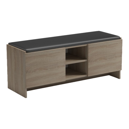 Παπουτσοθήκη-σκαμπό Zulla  sonoma-μαύρο 110x37x43εκ