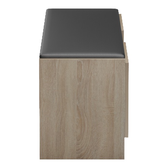 Παπουτσοθήκη-σκαμπό Zulla  sonoma-μαύρο 110x37x43εκ