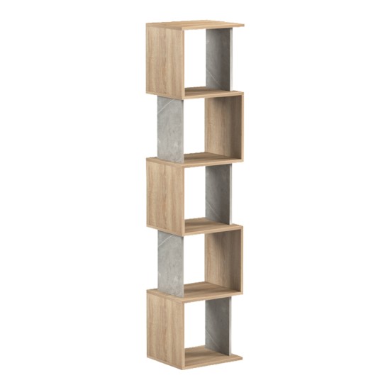 Βιβλιοθήκη Cubik  sonoma- γκρι μπεζ οψη μαρμάρου 35x30x161εκ